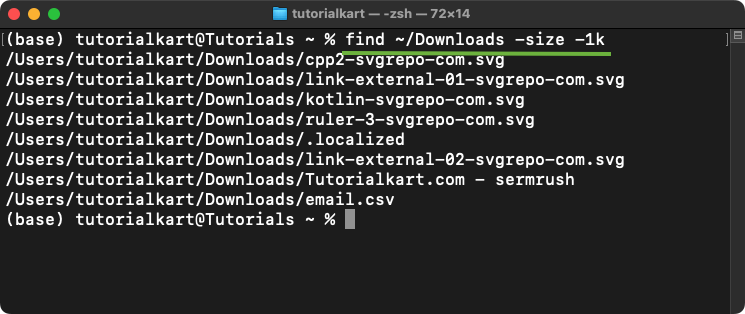Finding Files Smaller than a Certain Size in Mac Terminal